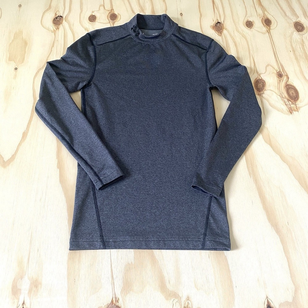 Under Armour Men's M ColdGear Compression Mock Neck Gray Base Layer Shirt